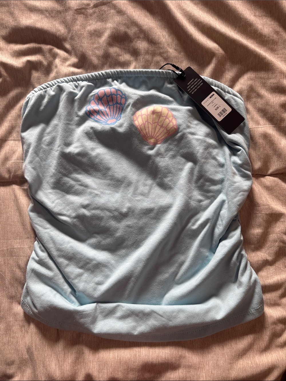 Woman’s Light Blue Shell-Print Swim Bottoms